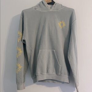 Teal & Yellow Sunshine Smile Hoodie with Sun Design S